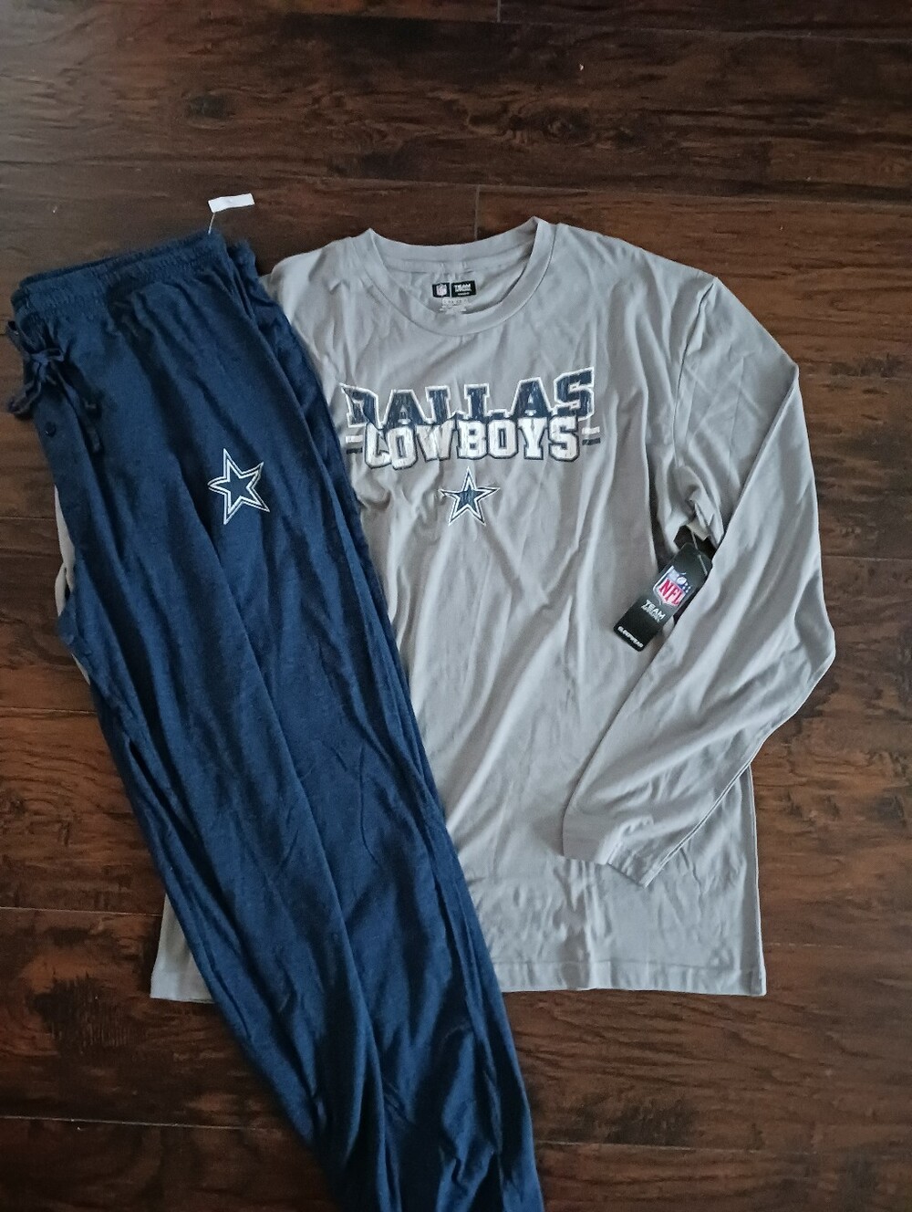 Men's Dallas Cowboys Long Sleeve Tee and Jogger Set - Gray & Navy